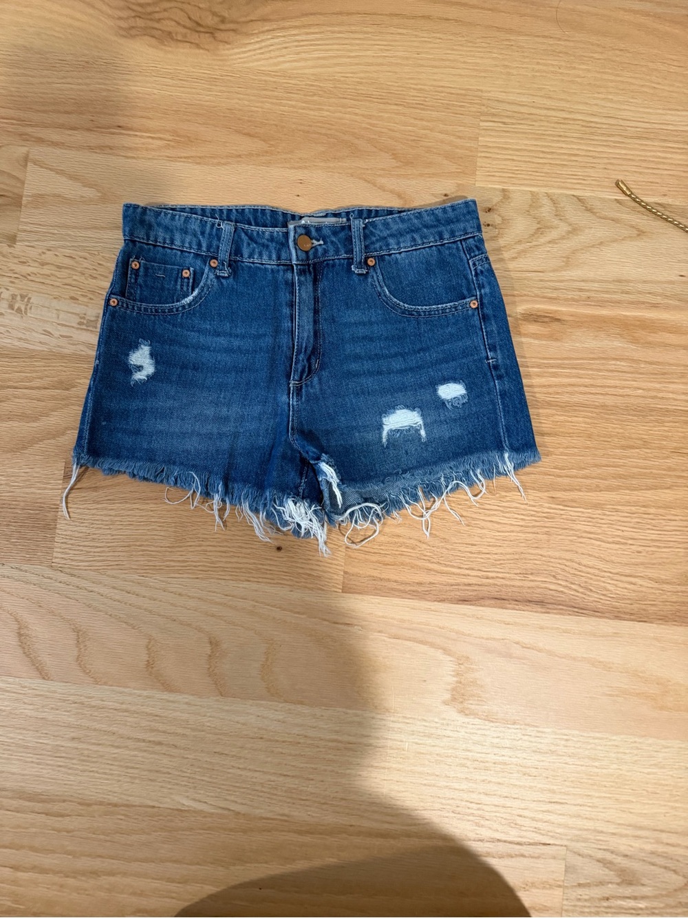 Tractr Dark Blue Distressed Denim Cutoff Shorts